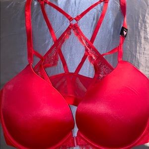 Top strap satiny strappy back front fasten 34DD